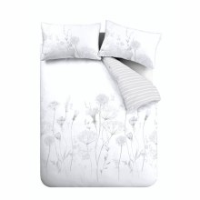 Meadowsweet Floral White & Grey Single Duvet Set