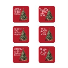 Tipperary Crystal Merry Little Christma Coasters Set of 6