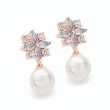 Tipperary Crystal MOH Drop Pearl Earrings Rose Gold