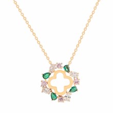 Tipperary Crystal MOH Pendant Emerald Flwr Gold