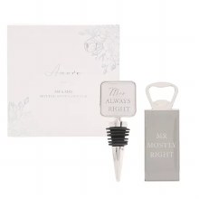 Amore Mr & Mrs Bottle Stop & Opener Set