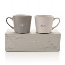 Amore Mr & Mrs Mugs Grey & White