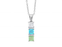 Indulgence Necklace Blue Green CZ Rhodium