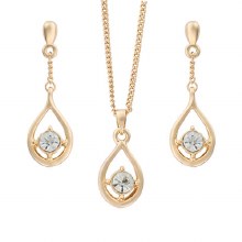 Indulgence Necklace Set Gold Teardrop CZ