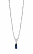 Absolute Jewellery Necklace Silver Tear Drop Midnight Blue N2325MB