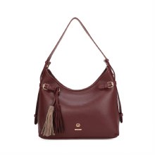 Hampton Handbags Olive Curved Shoulder Bag Burgundy