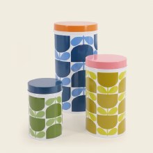 Orla Kiely Nesting Cannister Tins - Set Of 3 (Block Flower)