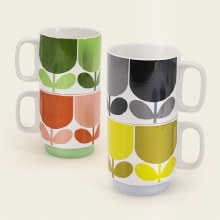 Orla Kiely Stackable Block Flower Set 4 Mugs