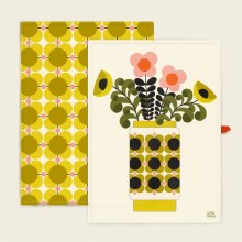 Orla Kiely Set Of 2 T-Towels - Atomic Flower (Yellow)