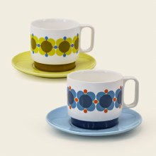 Orla Kiely Atomic Flower Set 2 Cappuccino & Saucer