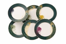 Aynsley Peacock Feather Tea Plates Set of 6