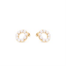 Tipperary Crystal Pearl Earrings Round Gold