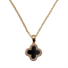 Newbridge Silverware Pendant Gold Black Clover