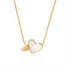 Tipperary Crystal Pendant Heart Gold Mother of Pearl Insert