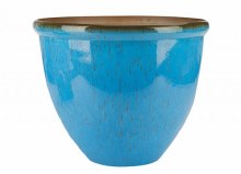 Planter Ceramic Look Light Blue 40cm