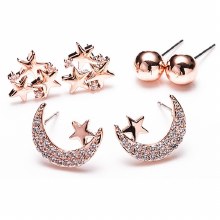 Newgrange Living Jewellery Rose Gold Sun / Moon / Star Earrings Set of 3