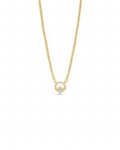 Seala Stone-Set Claddagh Pendant/Chain Gold 8mm