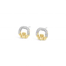 Seala Claddagh Earring Pave Set Stud Gold 8mm