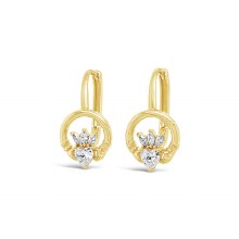 Seala Claddagh Earring Clip Hoop Gold/Clear CZ