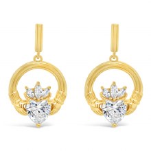 Seala Claddagh Earring Drop Gold/Clear CZ