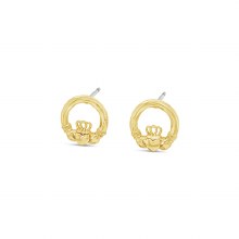 Seala Claddagh Earring Stud Pave Set Gold 10mm