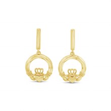 Seala Polished Claddagh Earring Drop Gold 10mm