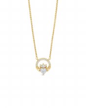 Seala Stone-Set Claddagh Pendant/Chain Gold 13mm