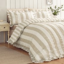 Seersucker Frill Stripe Double Duvet Set