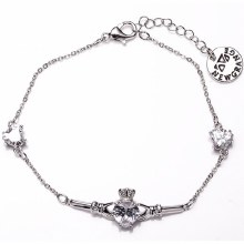 Newgrange Living Jewellery Silver Claddagh White Stone Bracelet