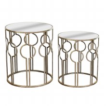 Grange Silver Mirror Tables Set of 2
