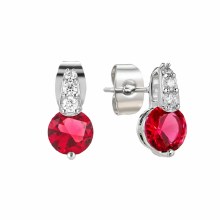 Tipperary Crystal Silver Round Ruby Stone W/Pave
