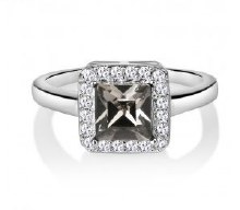 Newbridge Silverware Square Ring w/Black & Clear St