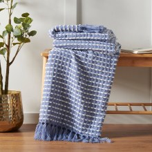 Stab Stitch Blue Throw