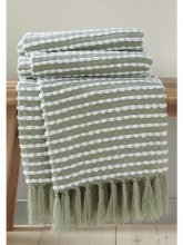 Stab Stitch Green Throw