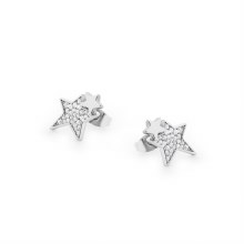Tipperary Crystal Star Double Stud Earrings Silver