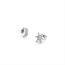 Tipperary Crystal Star & Moon Earrings Silver