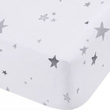 Stars Grey Double Fitted Sheet