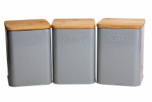 Tea/Coffee/Sugar Grey Square Cannister Set