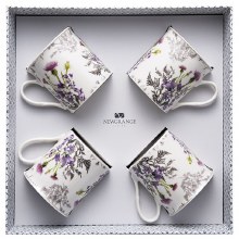 Newgrange Living Mugs Thistle White China Set of 4