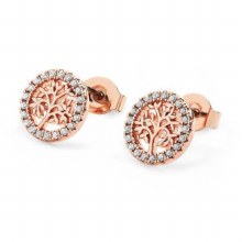 Tipperary Crystal Earrings Rose Gold Circle Stud CZ