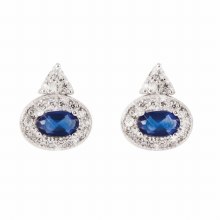 Tipperary Crystal SILVER EARRINGS OVAL SAPPHIRE