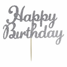 Topper Happy Birthday Silver