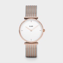 Cluse Watch Triomphe Mesh Rose Gold White & Silver
