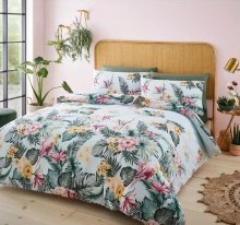 Tropical Floral Blue Double Bed Set