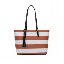 Hampton Handbags Venice Stripe Shopper Bag Tan