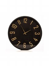 Wall Clock Black Frame with Gold Numbers 50cm