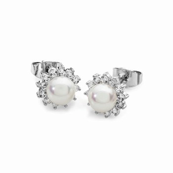 Tipperary Crystal Sil Antique Daisy Pearl Earrin