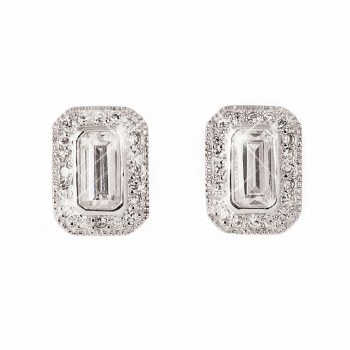 Tipperary Crystal SILVER EARRINGS WHITE STONE EM