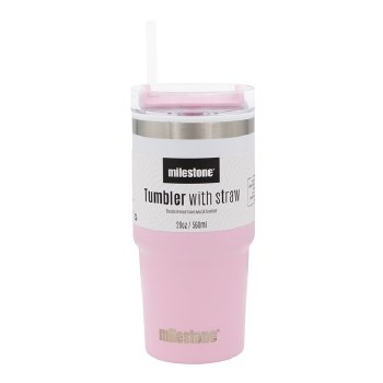 Travel Mug with Straw - Pink