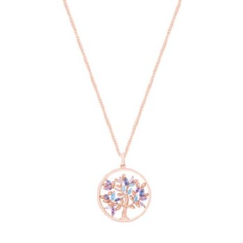 Tipperary Crystal Tree Of Life Necklace Circle with Blue Marquise